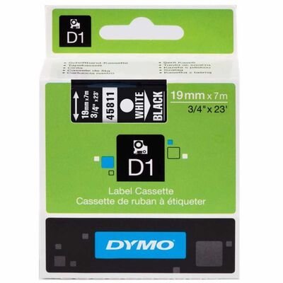 Dymo D1 Yedek Şerit 19 mm x 7 m - Beyaz / Siyah