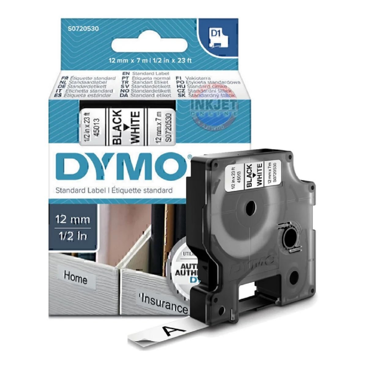 Dymo D1 Yedek Şerit 9 mm x 7 m - Şeffaf / Siyah