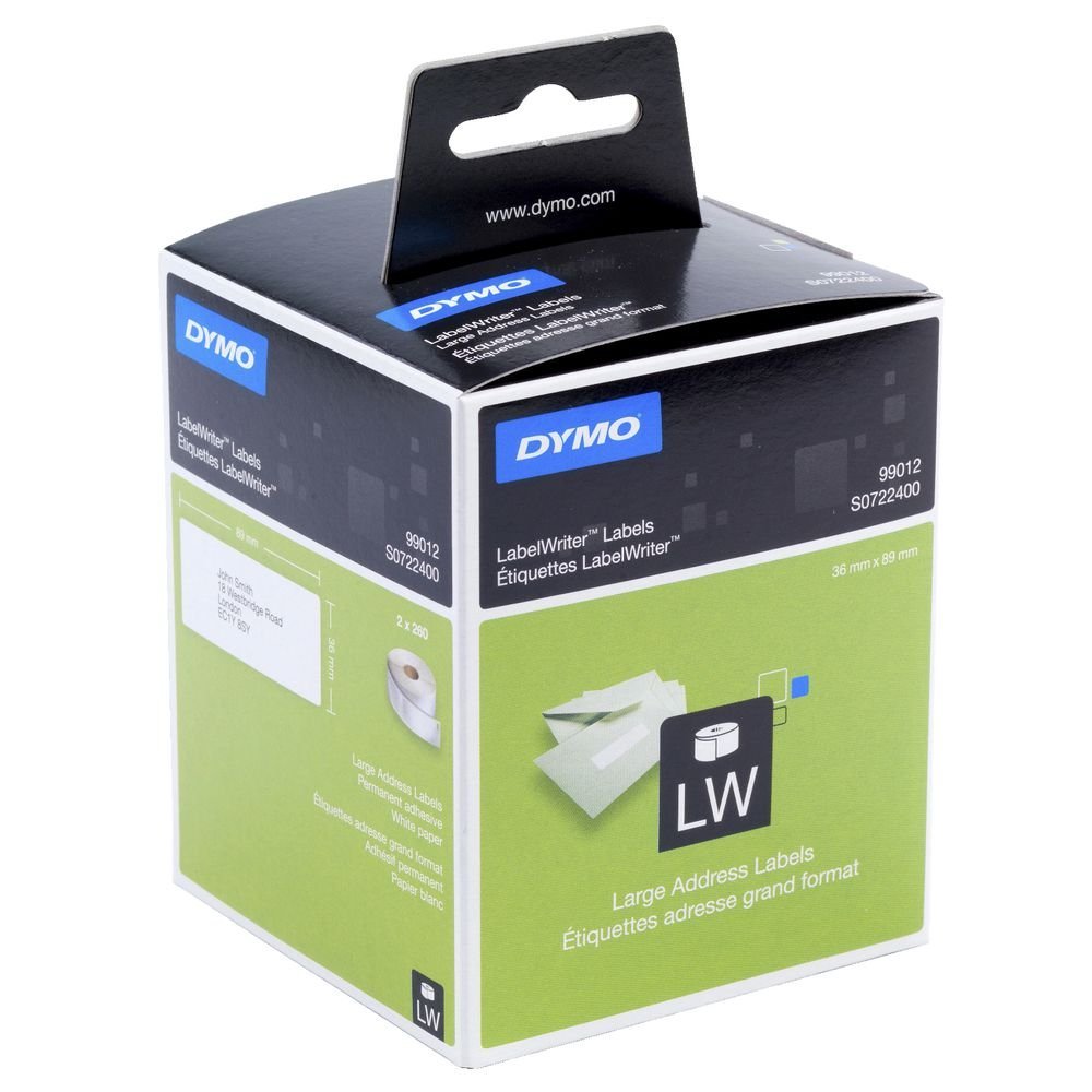 Dymo LW 99012 Geniş Adres Etiketi 89 x 36 mm 520 Adet - Beyaz
