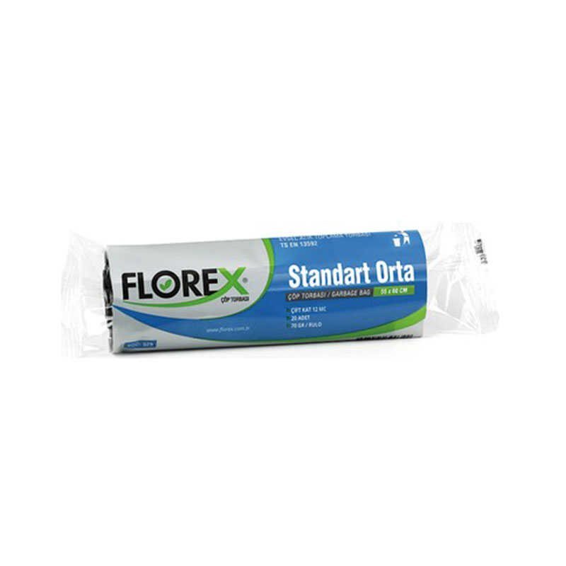Florex 525 Standart Çöp Poşeti Orta Boy 55 x 60 cm 20 Adet - Siyah
