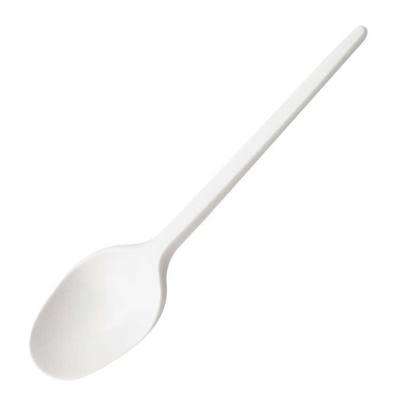 Asorty Eco Plastik Kaşık 100 Adet - Beyaz