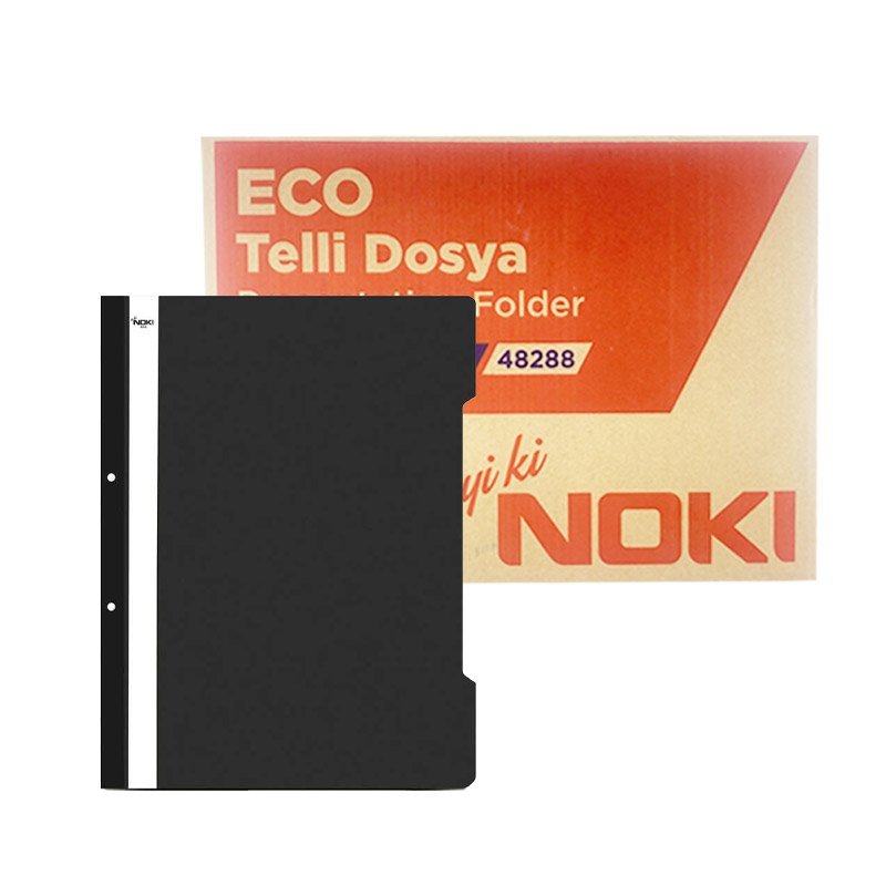 Noki 4828 Eko Telli Dosya Plastik 50 Adet - Siyah