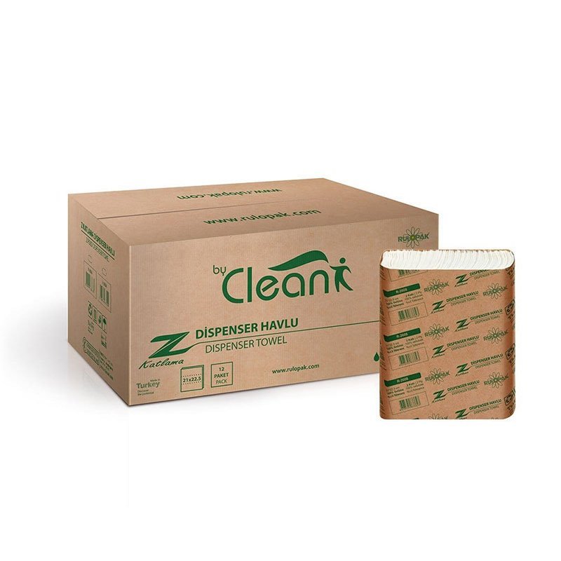 Rulopak By Clean Z Katlama Kağıt Havlu 2 Katlı 20 x 22.5 cm 150 Yaprak 12 Adet